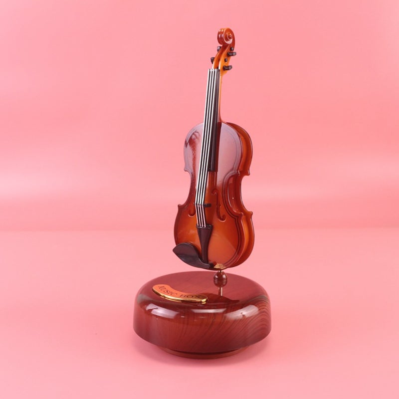 1Pc Mini Violin Music Box Rotating Violin Model Desktop Instrument Adornment - Image 2