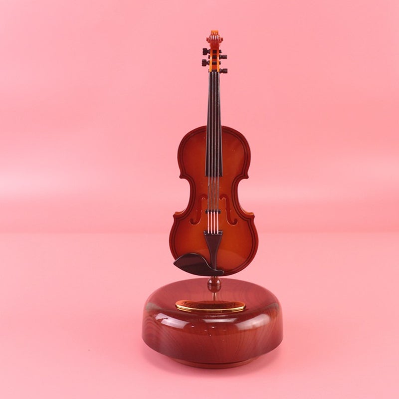 1Pc Mini Violin Music Box Rotating Violin Model Desktop Instrument Adornment - Image 3