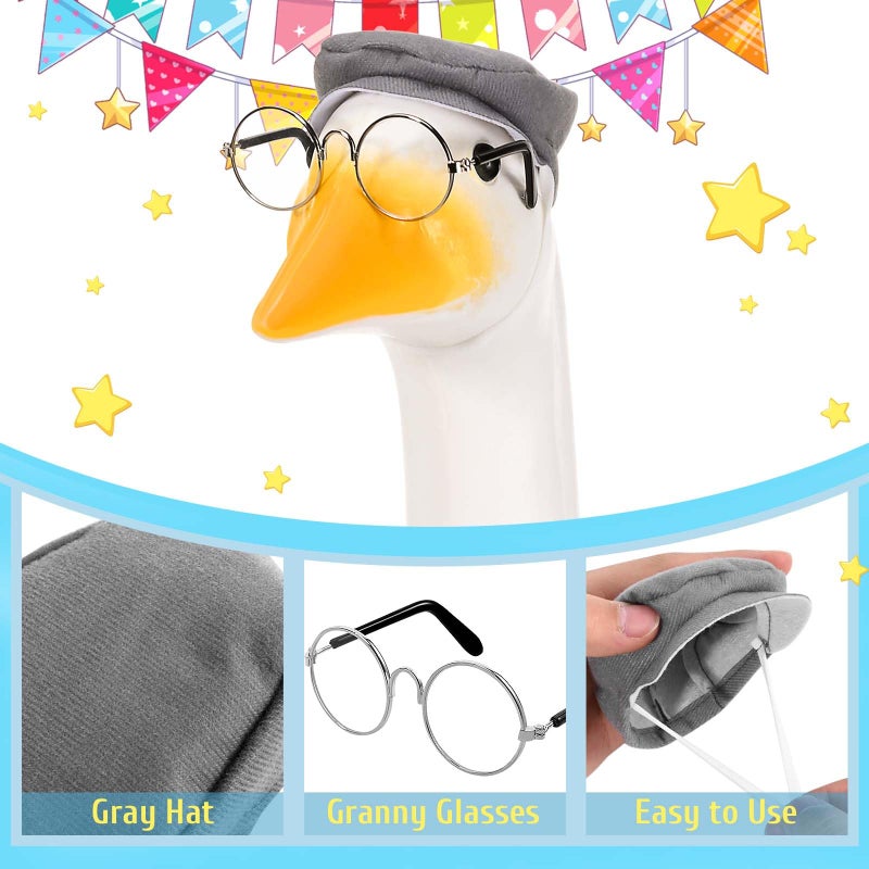 JcHrmers Old Man Goose Outfits Porch Goose Clothes Fits 23" Cement Plastic Goose Statue for Christmas 100 Days of School Outdoor Garden Lawn Yard Patio Art Decor (Style2) - Image 3