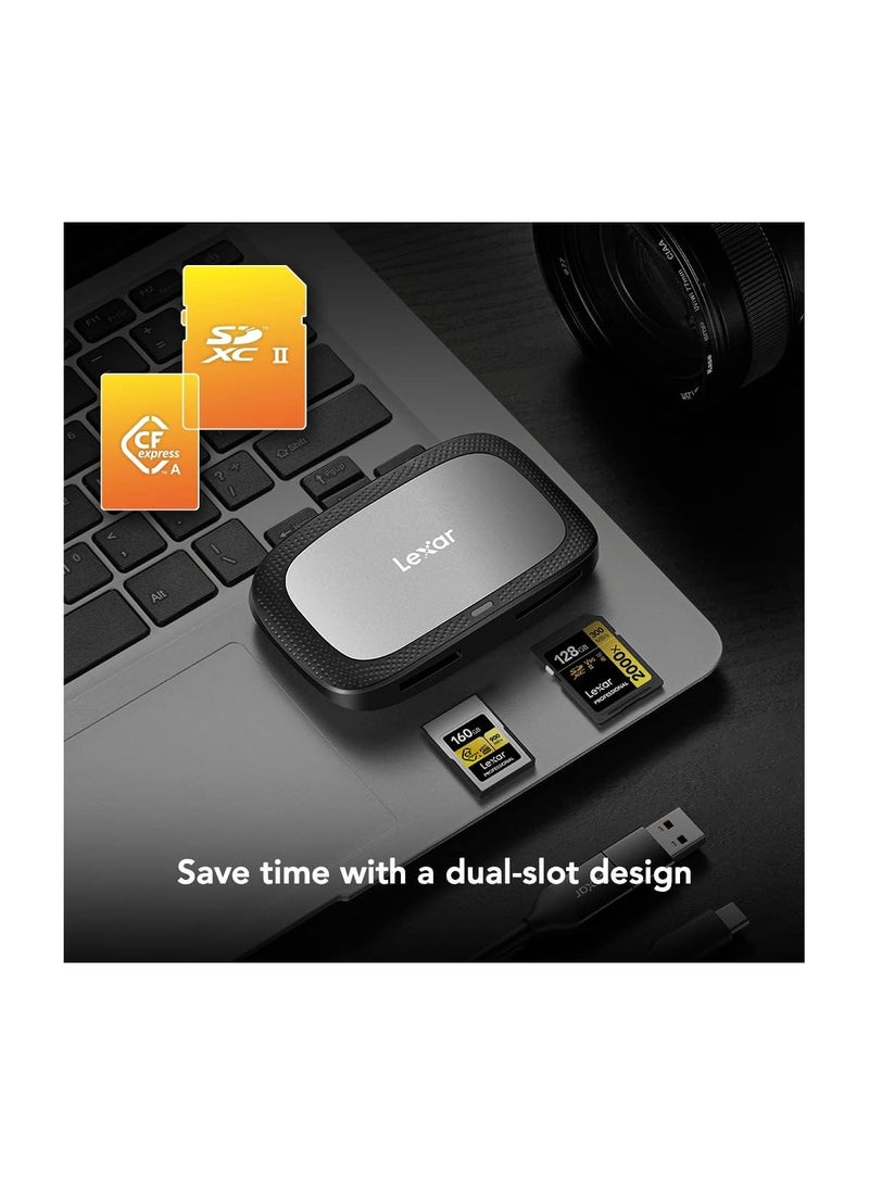 Lexar Professional CFexpress Type A/SD USB 3.2 Gen 2 Reader, Designed for CFexpress Type A and SD UHS-II Cards, High-Speed USB 10Gbps Transfer Speeds (LRW530U-RNBNG) - Image 2