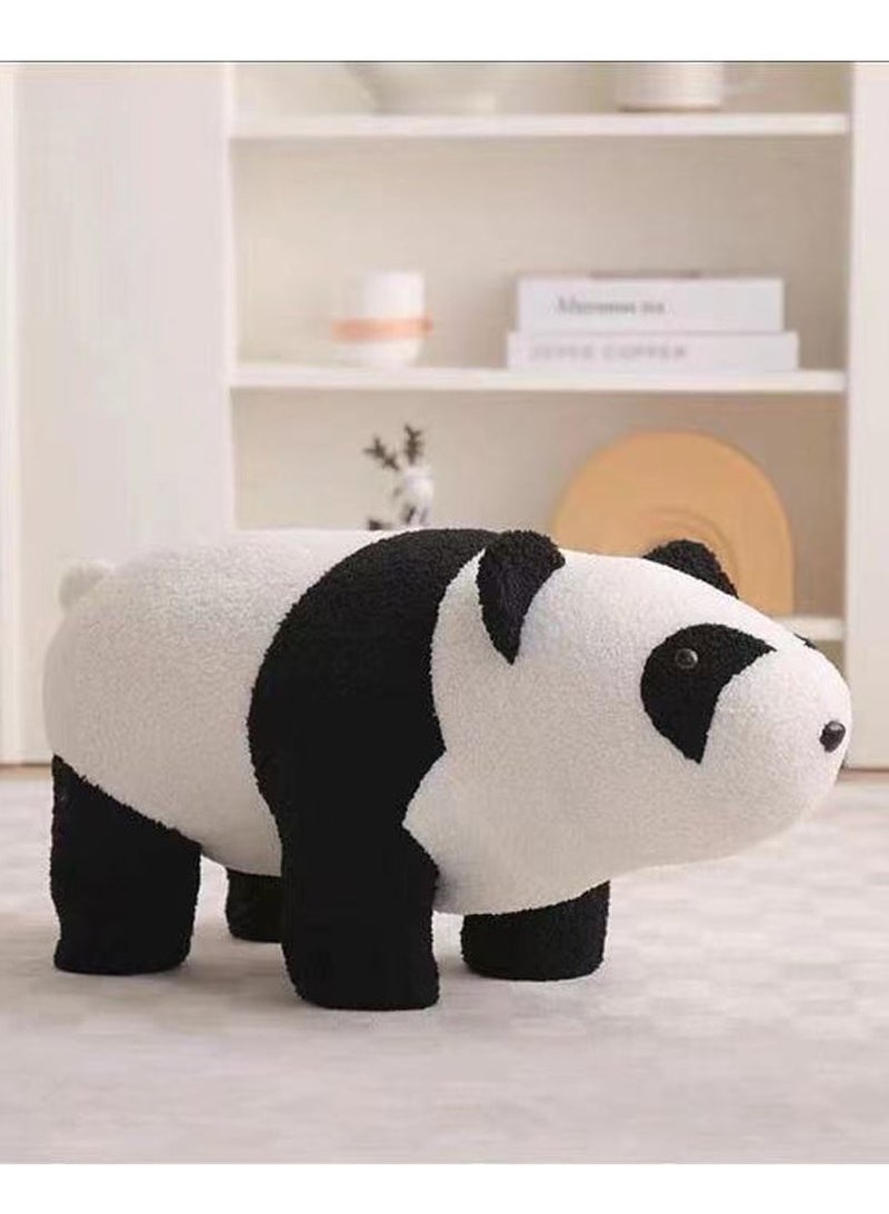 مقعد حيوانات للأطفال، مقعد تغيير الأحذية الكرتوني الباندا اللطيف، مقعد منخفض لغرفة المعيشة المنزلية، مقعد قدم قابل للإزالة والغسل - Image 2