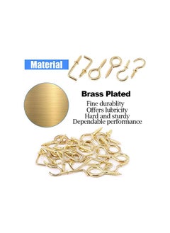 Glarks Glarks 213-Pieces Brass Plated Screw Eyes & Screw-in Ceiling Cups Hooks & Square Bend Hooks Assortment Set Kit for Hanging  - Image 4