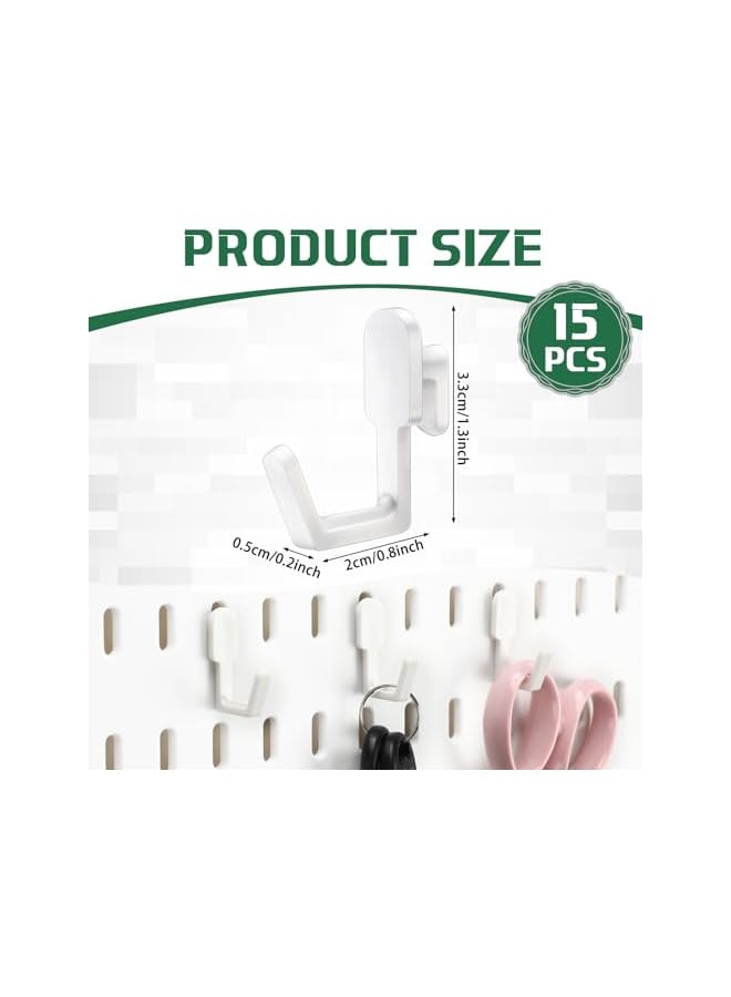 promass 15 Pcs Pegboard Hook Compatible with IKEA Skadis Organizer Accessories, Hook Accessories Compatible with IKEA, Pegboard Hooks for Garage Home Office Indoor Supply(White) - Image 2
