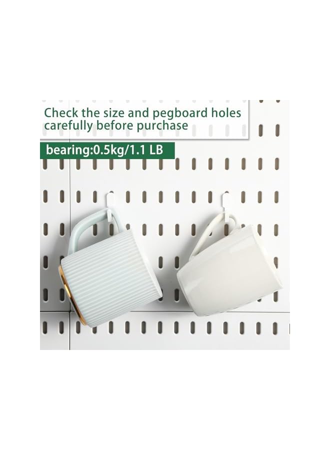 promass 15 Pcs Pegboard Hook Compatible with IKEA Skadis Organizer Accessories, Hook Accessories Compatible with IKEA, Pegboard Hooks for Garage Home Office Indoor Supply(White) - Image 4