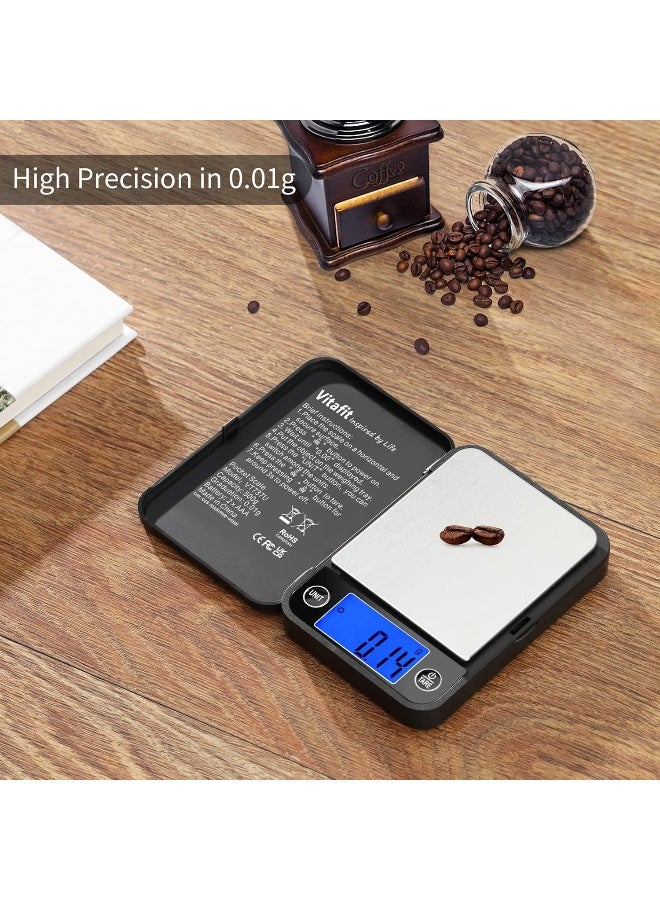Vitafit 500g Digital Pocket Gram Scale 0.01g Accuracy, Weighing Professional Since 2001, High Precision Scale Grams for: Lab, Food, Kitchen, Coffee, Jewelry; Black - Image 4