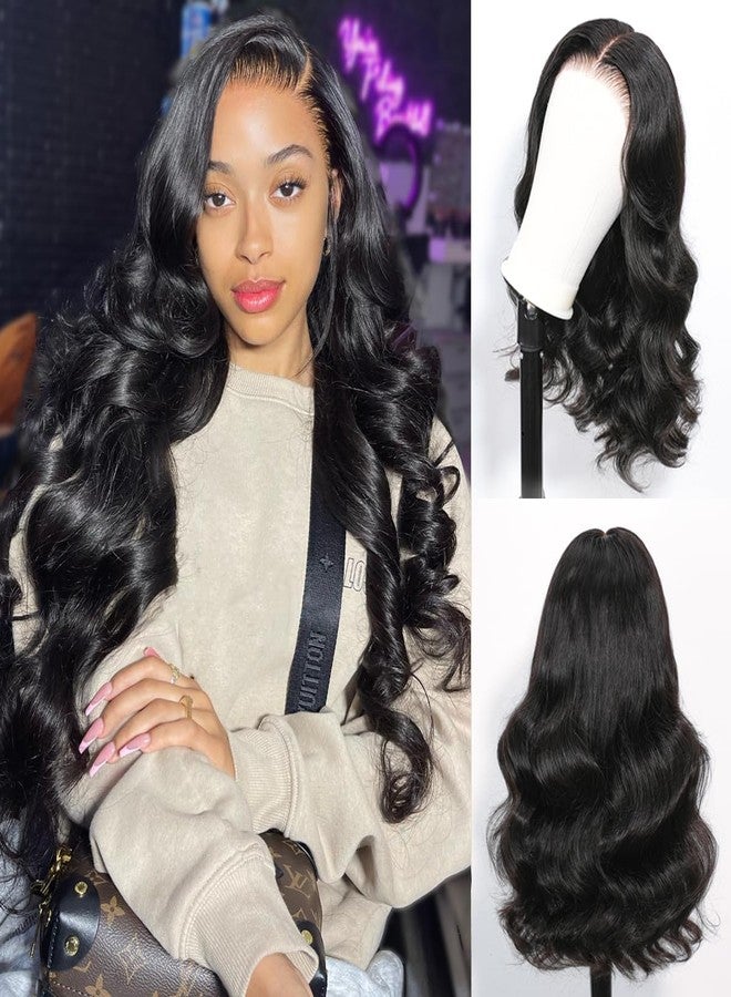 SHOWJARLLY 22 Inch Wear and Go Glueless Wigs Human Hair Pre Cut 9x6 HD Lace Closure Wigs Human Hair 200% Density Glueless Body Wave Lace Front Wigs Human Hair Natural Black (Small Cap Wig 21.5"-22.5") - Image 1