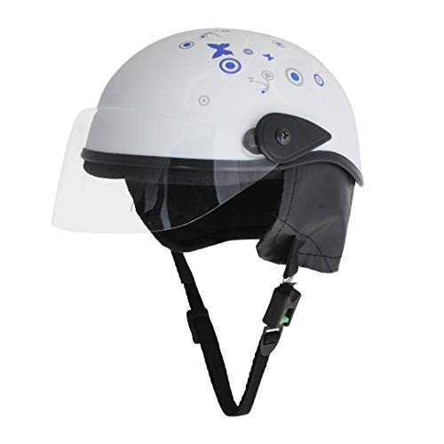 Sage Square Multi-Purpose Half Helmet for Men, Women (Small, White Glossy Sticker Design 2) (Non-Motorized) - Image 1