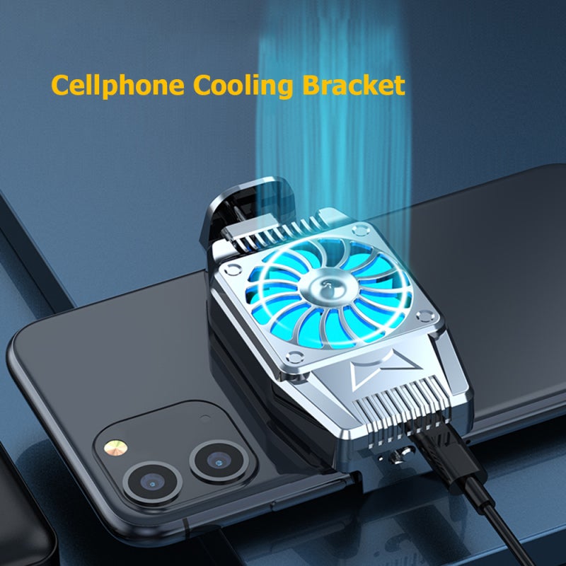 Mobile Phone Cooler: 9-Leaf Turbo Silent Fan, Stretchable 140° Inclined Clamp Fits 4-6.7 Inch Phones - Rechargeable Or USB Powered, Lightweight Mini Cooler for Gaming, Video Watching, Outdoor Use - Image 2