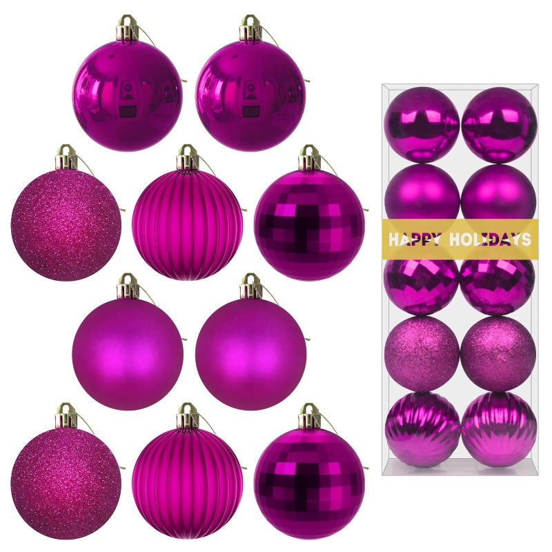 GameXcel Fuchsia 3.2"" Large Christmas Balls - Christmas Tree Decoration Ornaments Shatterproof Hanging Balls for Birthday Halloween Holiday Wedding Decorations Set of 10pcs - Image 1