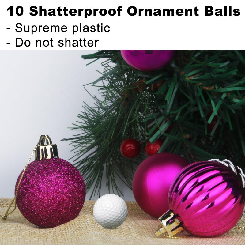 GameXcel Fuchsia 3.2"" Large Christmas Balls - Christmas Tree Decoration Ornaments Shatterproof Hanging Balls for Birthday Halloween Holiday Wedding Decorations Set of 10pcs - Image 3