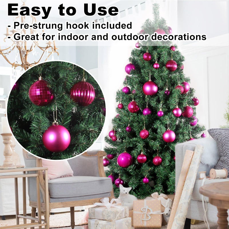 GameXcel Fuchsia 3.2"" Large Christmas Balls - Christmas Tree Decoration Ornaments Shatterproof Hanging Balls for Birthday Halloween Holiday Wedding Decorations Set of 10pcs - Image 5