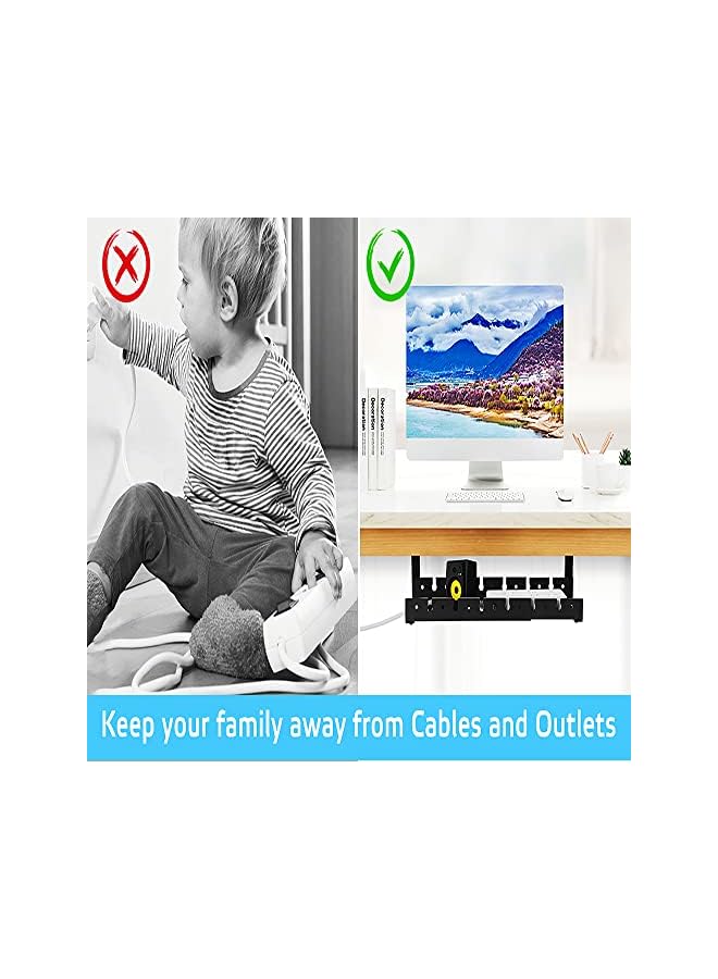 PROMASS صينية إدارة كابلات المكتب، منظم كابلات قابل للتعديل، منظم كابلات تحت المكتب بنظام تثبيت بالمشبك لإدارة الأسلاك، حامل كابلات معدني للمكاتب، لا حاجة لحفر ثقوب - Image 5