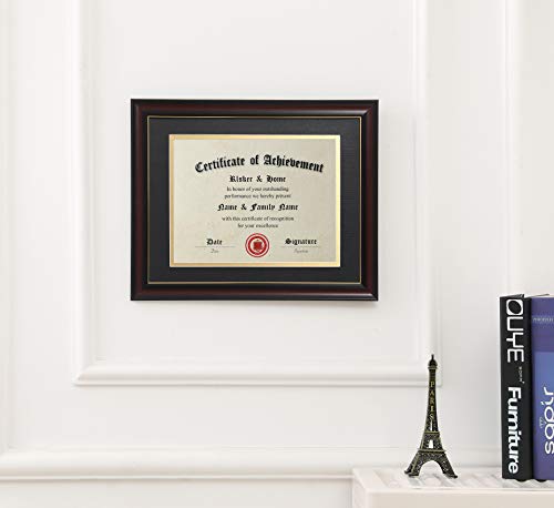 ELSKER&HOME 8.5x11 Diploma Frames with Mat, Classic Cherry Wood, 8.5x11 or 11x14 Inch - Double Matte Black with Gold Rim - Image 3