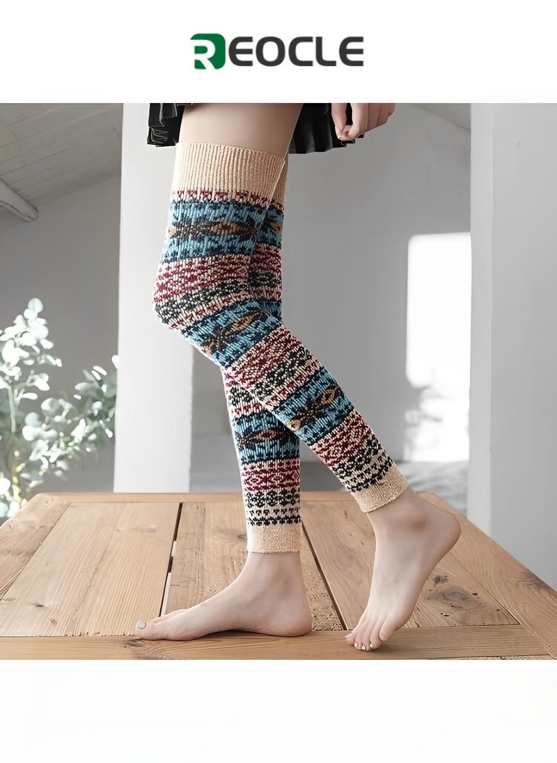 Women's Leg Warmers Thick Warm Wool Stockings Leg Warmers Chunky Knit Leg Warmers Stockings Legging Stocking Warm Socks