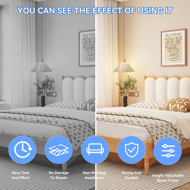 CaLeQi CaLeQi Bed Sheet Holder Adjustable - Sheet Holders Keep Sheets Firm & Tight Secures Thick mattresses (8cm+/3in+) Effortlessly No-Slip Grip Outperforms Traditional Sheet Holders  - Image 4