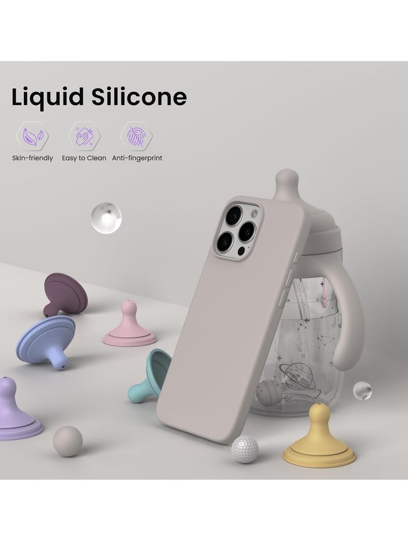 ELTRAZONE Soft Liquid Silicone Gel Case for iPhone 16 Pro Max - Full Body Shockproof Protection with Matte Finish & Soft Microfiber Lining (Grey) - Image 3