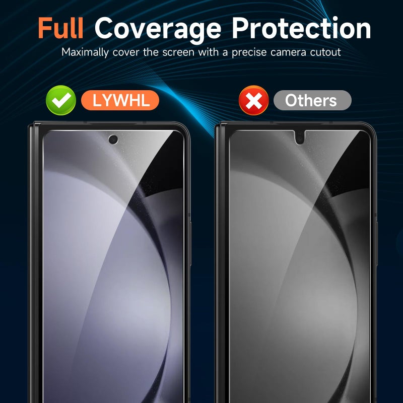 LYWHL 2-Pack Samsung Galaxy Z Fold 6 Screen Protector, Tempered Glass Front Screen Protector for Galaxy Z Fold 6 with Alignment Frame, Anti Scratch Bubble Free Case Friendly Easy Install - Transparent - Image 3