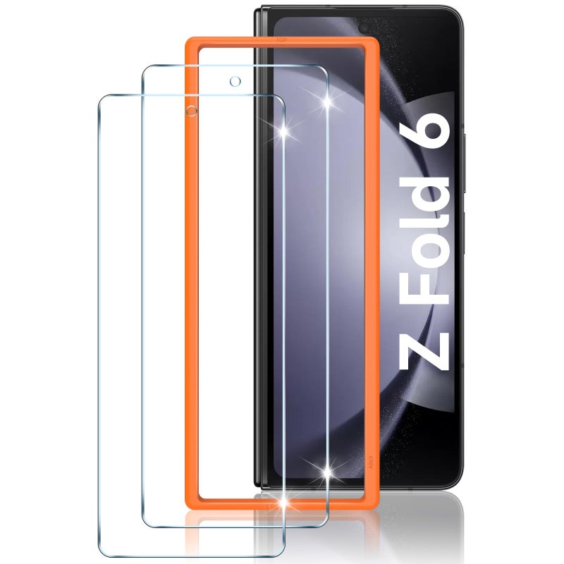 LYWHL 2-Pack Samsung Galaxy Z Fold 6 Screen Protector, Tempered Glass Front Screen Protector for Galaxy Z Fold 6 with Alignment Frame, Anti Scratch Bubble Free Case Friendly Easy Install - Transparent - Image 1