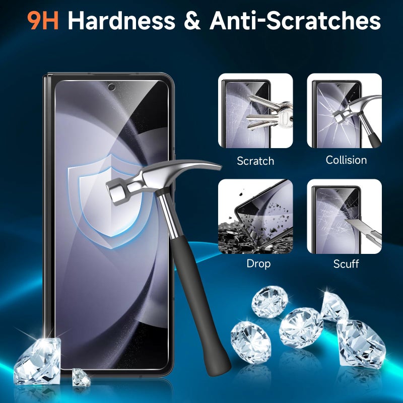 LYWHL 2-Pack Samsung Galaxy Z Fold 6 Screen Protector, Tempered Glass Front Screen Protector for Galaxy Z Fold 6 with Alignment Frame, Anti Scratch Bubble Free Case Friendly Easy Install - Transparent - Image 4