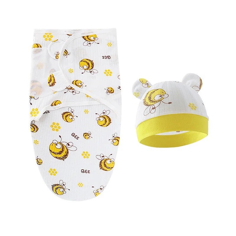 Y&D Baby Swaddling Cloth+Hat Set - Summer Lightweight Pure Cotton Easy Swaddle Wrap Adjustable for Newborns 0-3 Months - Infant Sleeping Bag for Swaddlers - Image 5