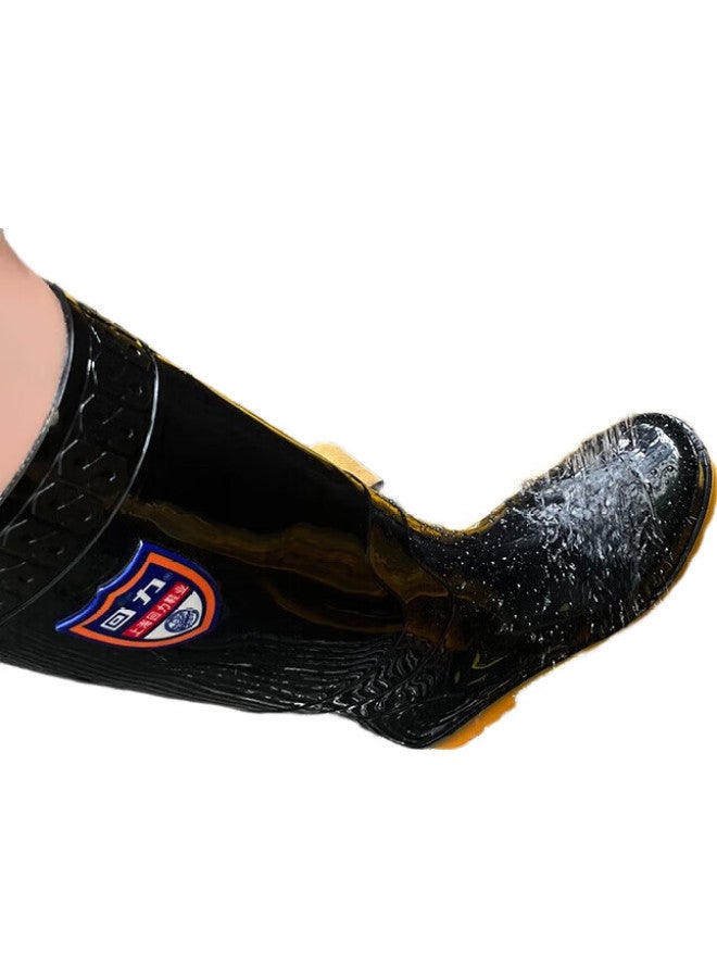 Pull Back Warrior Rain Boots For Men, Outdoor Waterproof Non-Slip Rubber Shoes, Durable Water Shoes, 67-1 Black High-Top Size 43 - Image 3