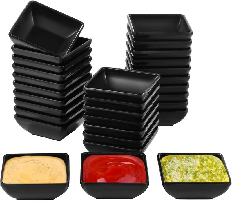 Homaisson 30 PCS Square Dipping Sauce Bowls Soy Sauce Dishes Dip Bowls 3 oz Black Small Dish Pinch Cups for Condiment Soy BBQ Desserts - Image 1