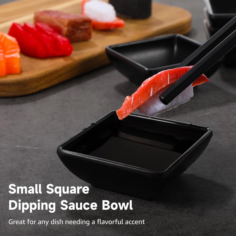 Homaisson 30 PCS Square Dipping Sauce Bowls Soy Sauce Dishes Dip Bowls 3 oz Black Small Dish Pinch Cups for Condiment Soy BBQ Desserts - Image 3