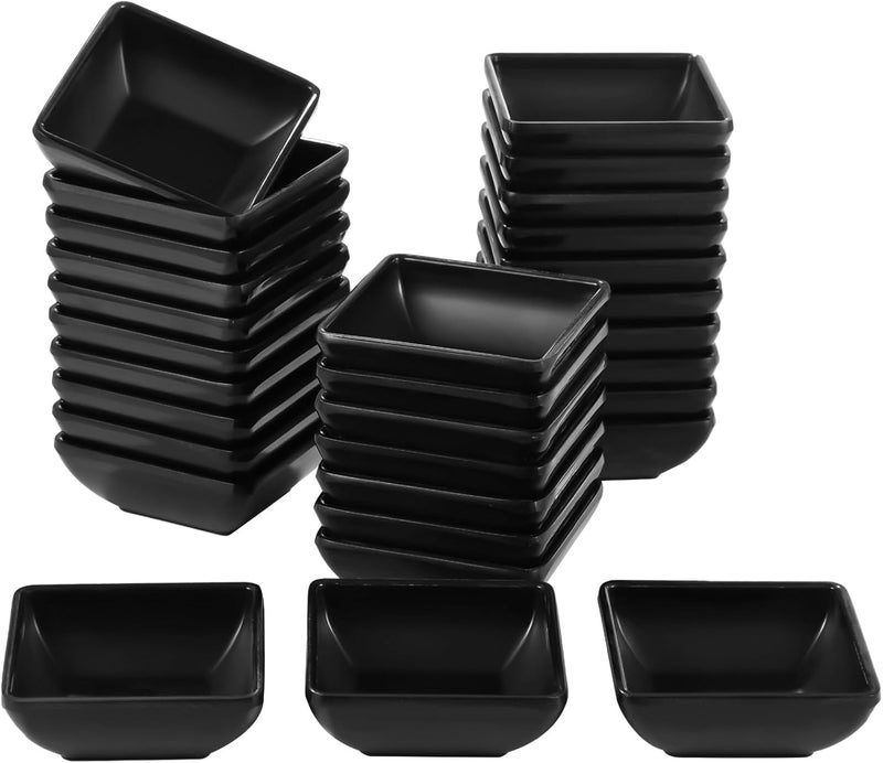 Homaisson 30 PCS Square Dipping Sauce Bowls Soy Sauce Dishes Dip Bowls 3 oz Black Small Dish Pinch Cups for Condiment Soy BBQ Desserts - Image 2