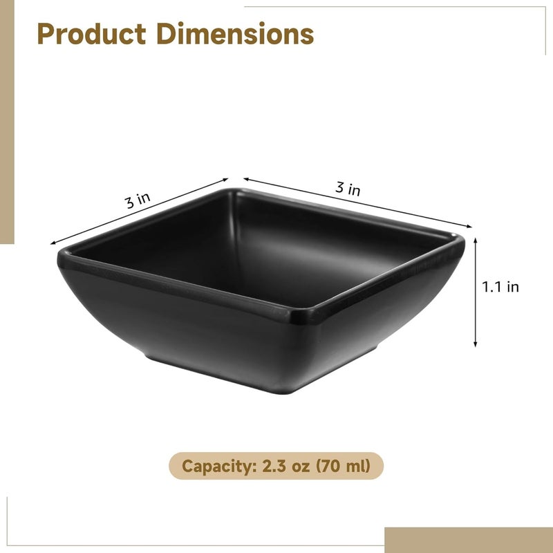 Homaisson 30 PCS Square Dipping Sauce Bowls Soy Sauce Dishes Dip Bowls 3 oz Black Small Dish Pinch Cups for Condiment Soy BBQ Desserts - Image 5