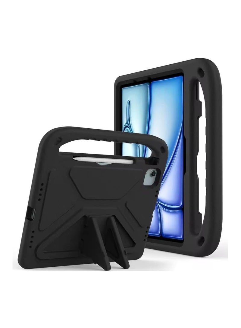 VKL Shocked Case Compatible with IPad Air 13 Inch (M3) 2025, Lightweight EVA Kids Friendly Shockproof Protective Case Cover with Handle and Invisible Bracket (Black) - Image 1