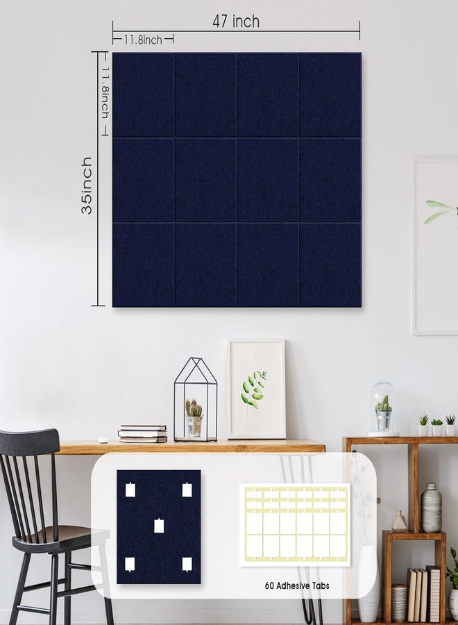 AkuDecor Large Cork Board for Office Wall Decor,48"x36"-12 Pack Felt Wall Tiles with 35 Push Pins, Thicker 0.47in, Felt Bulletin Board Pin Board Cork Boards for Walls - Dark Blue - Image 5