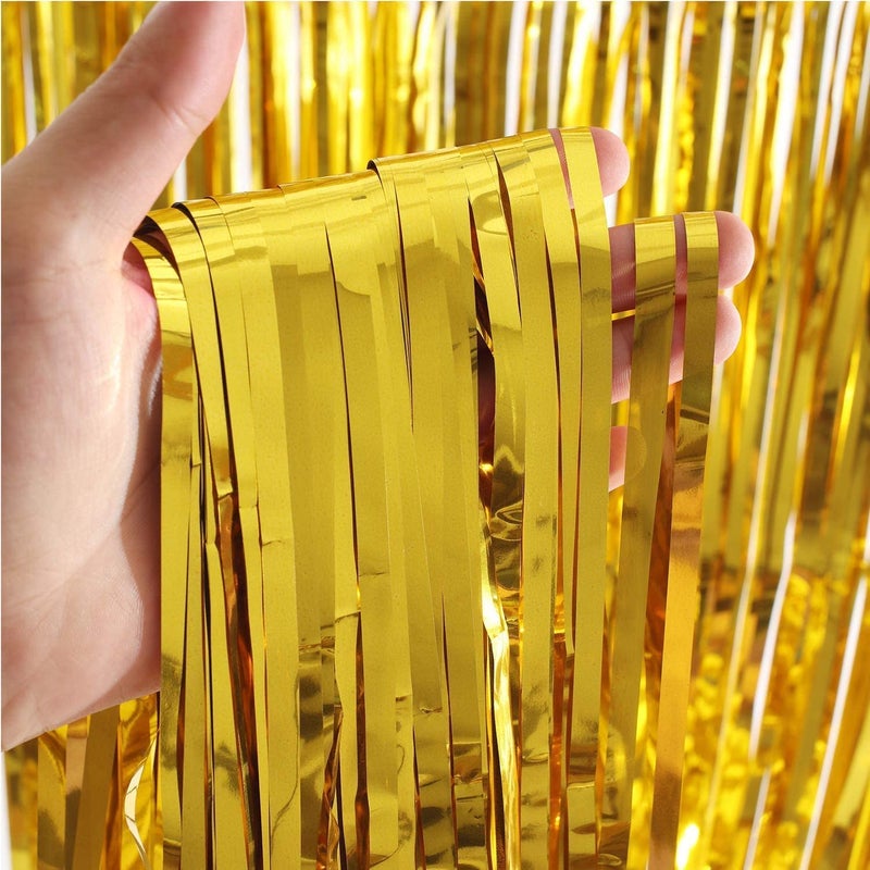 Flyloons Golden Foil Curtain Pack of 2 for Birthday, Anniversaries, Graduation, Retirement, Baby Shower Decoration - Image 3
