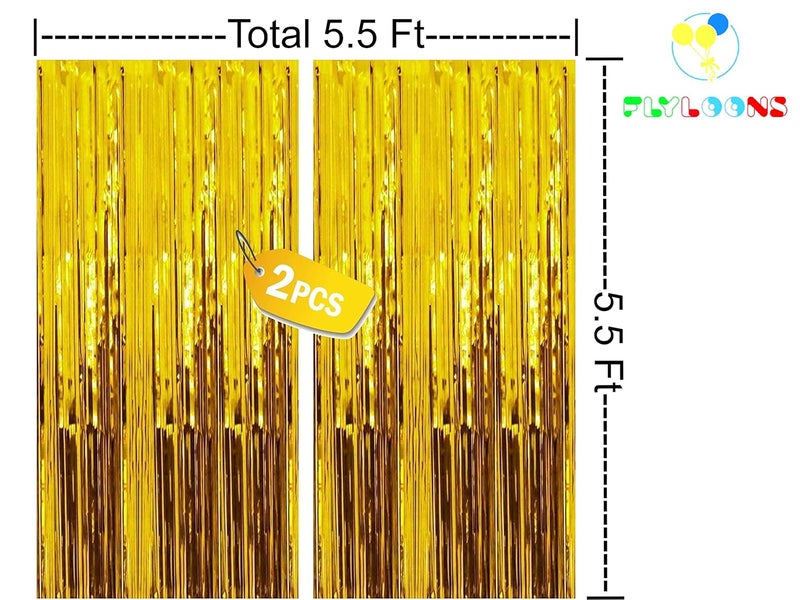 Flyloons Golden Foil Curtain Pack of 2 for Birthday, Anniversaries, Graduation, Retirement, Baby Shower Decoration - Image 2