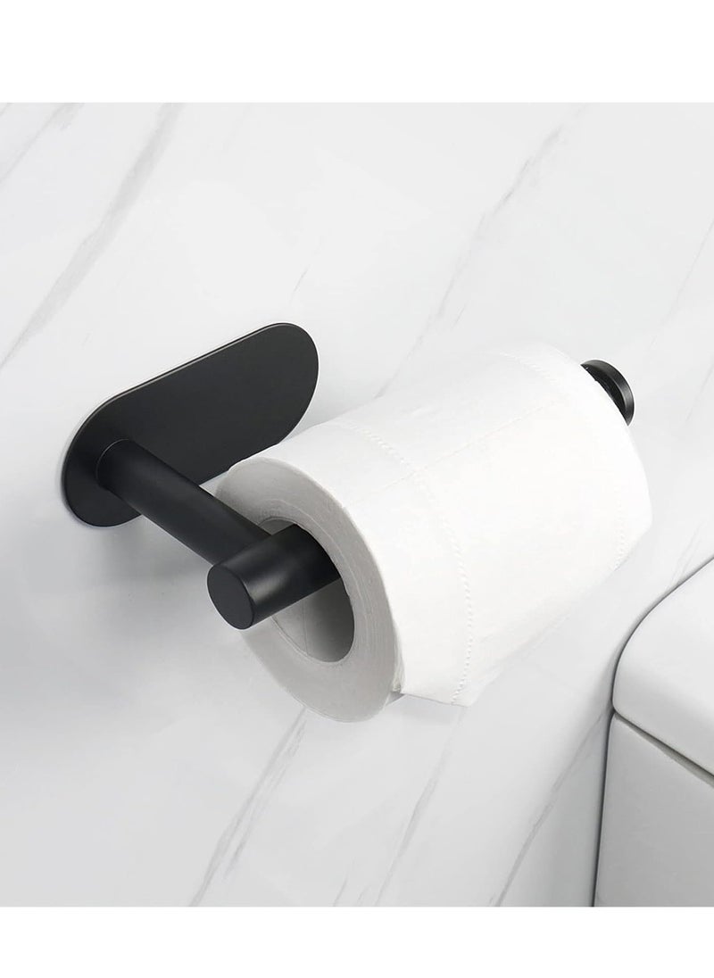 Bukela - Toilet Paper Holder Self Adhesive, Premium Thicken Stainless Steel Rustproof Adhesive Toilet Roll Holder no Drilling for Bathroom, Kitchen, Washroom (1 Pack, Matte Black) - Image 1