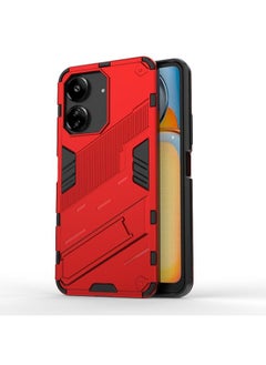 HuHa Case Cover For Xiaomi Redmi 13C 5G / 4G Global Punk Armor 2 in 1 PC + TPU Phone Case with Holder Red 