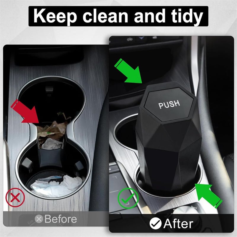 YARDHOBI Car Trash Can with Lid, Small Automatic Portable Trash Can, Leakproof Garbage Can, Multipurpose Organizers and Storage for Car, Home, Office, Mini Essential Car Accessories for Interior (2 Pack) - Image 4