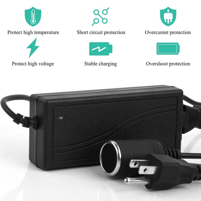 JRing AC to DC Converter, 110-220V 12V 5A 60W Car Cigarette Lighter Adapter AC/DC Power Supply Adapter Transformer, Suitable for Car Devices Electronic Products Under 60W - Image 3