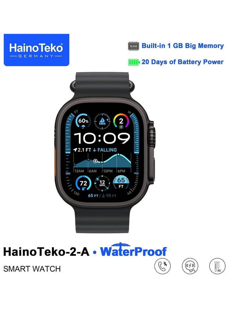 Haino Teko Haino Teko Haino Teko-2A Waterproof Smartwatch With AMOLED Display 20 Days Battery Life and 3 Pair Straps Designed For Ladies and Gents Black  - Image 3