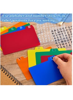 SYOSI 50 Pieces Index Card Guide Set Alphabet Sticker Index Card Dividers Self Adhesive Number Stickers Index Card Dividers with Tabs for Office Business Classroom Products (Assorted Color, 3 x 5 Inch)  - Image 3