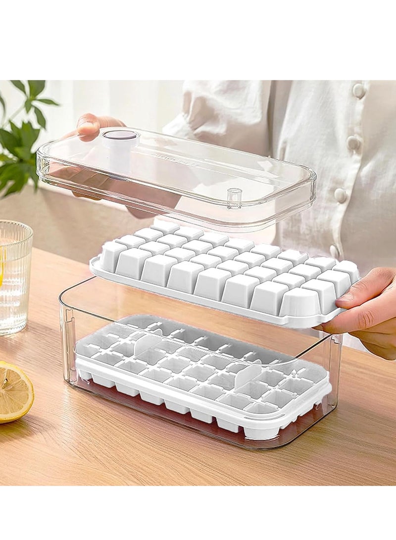 Vparty Ice Cube Tray with Lid and Bin, 32 pcs Cubes & 1 Tray Easy Release Ice Mold for Freezer, BPA Free Plastic Molds Making for Whiskey, Cocktail, Drink  - Image 2