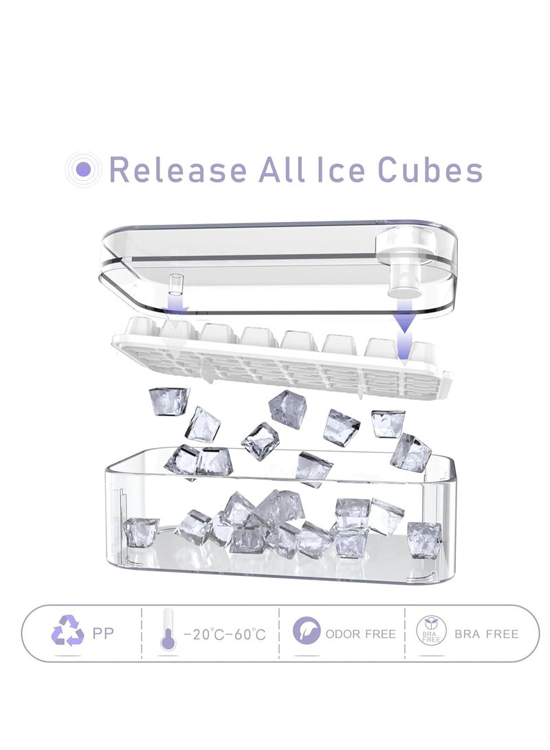 Vparty Ice Cube Tray with Lid and Bin, 32 pcs Cubes & 1 Tray Easy Release Ice Mold for Freezer, BPA Free Plastic Molds Making for Whiskey, Cocktail, Drink  - Image 4