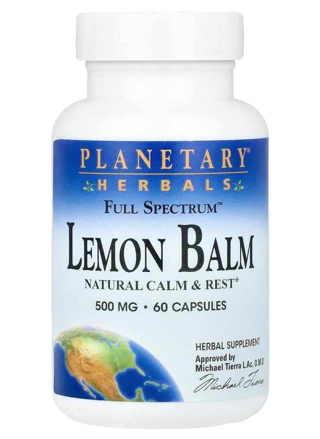 PLANETARY HERBALS Full Spectrum™ Lemon Balm 1000 mg 60 Capsules (500 mg per Capsule) 