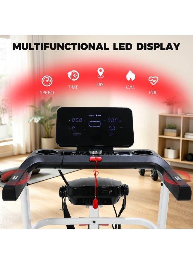 هيلث لايف V2500NM-مشاية كهربائية قابلة للطي متعددة الوظائف موتور DC 2.5 حصان شاشة LED، 120 كجم، أسود/أبيض - Image 5