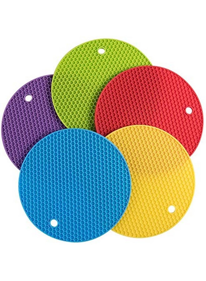 P-Plus International Silicone Heat Resistant Round B 18 cm Trivets Mat for Pan and Pot ( Random Colour ) - Pack of 5 - Image 1