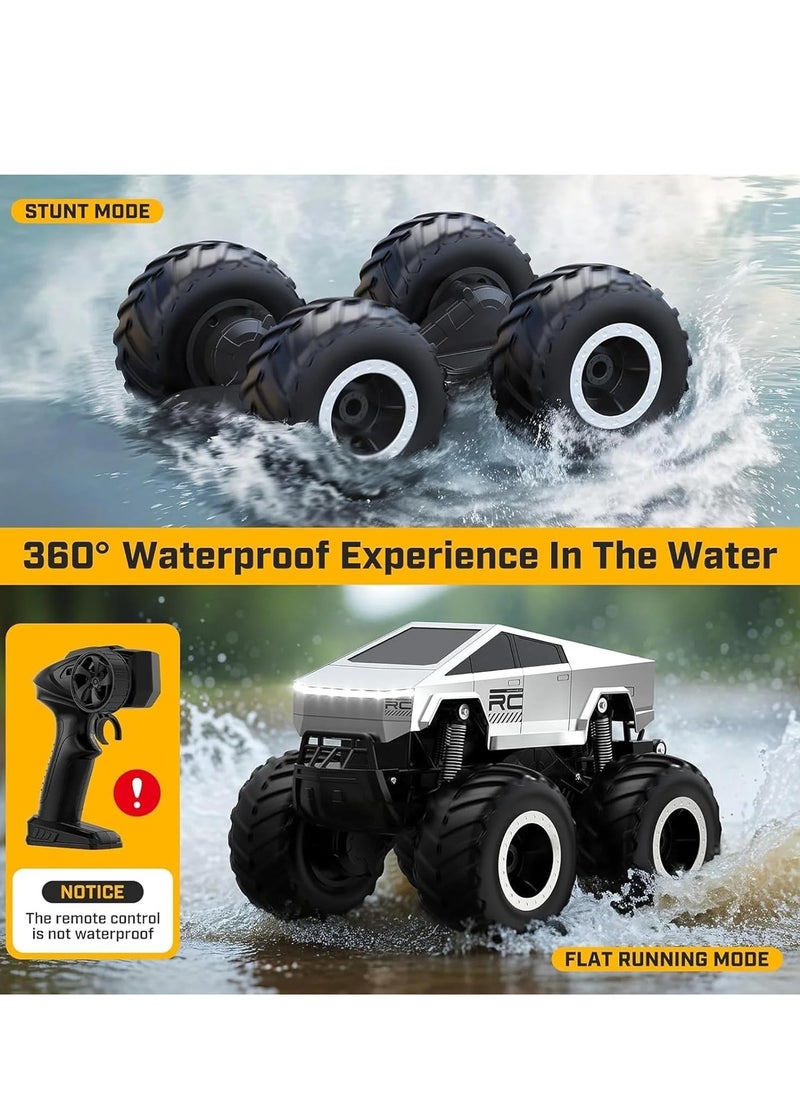 2025 Cybertruck RC Car 1:16 Scale –Remote Control Truck with 4WD, Dual Motors, LED Headlights, Waterproof All-Terrain Rock Crawler – 2.4GHz Fast Off-Road Vehicle Toy for Kids & Adults (Silver)  - Image 2
