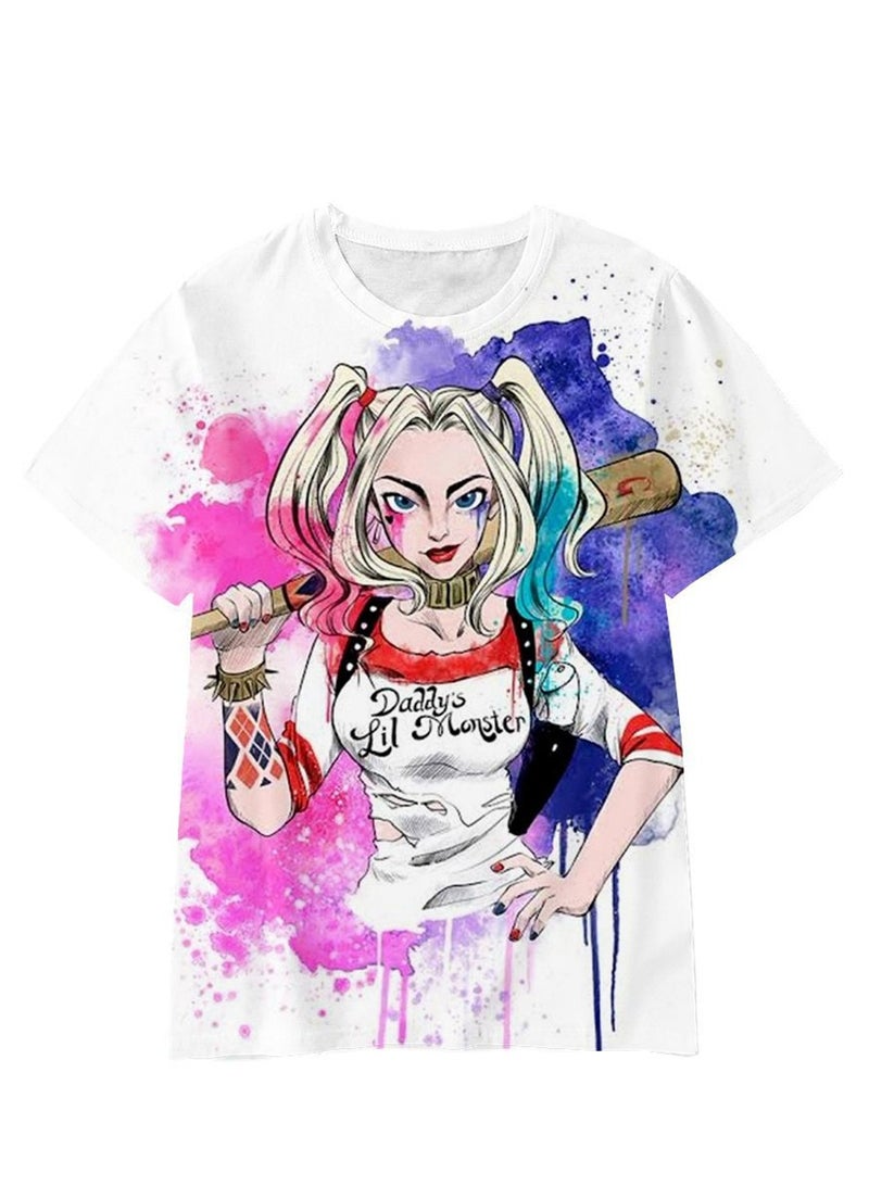 Cartoon Harley Quinn 3D digital printing personalized breathable children's T-shirt for adults and children - Image 1