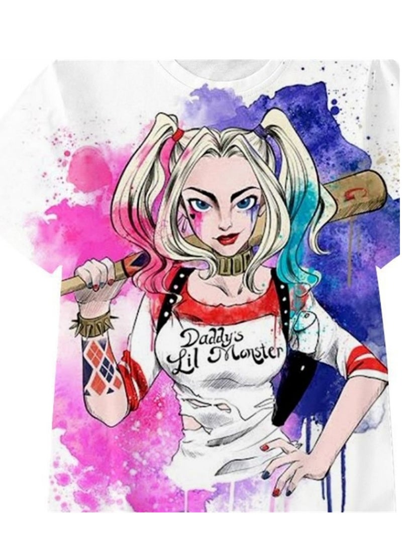 Cartoon Harley Quinn 3D digital printing personalized breathable children's T-shirt for adults and children - Image 3