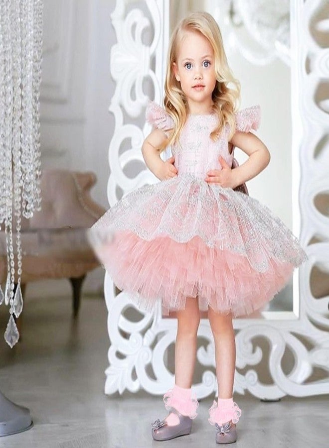 زاندو جوارب زاندو للبنات بكشكشة، مقاس 8-10 سنوات، جوارب ناعمة ومريحة، جوارب أنيقة للفساتين، جوارب دانتيل للكاحل، جوارب دانتيل مزدوجة كبيرة بحافة قابلة للطي، متوفرة باللون الوردي/الأزرق/البنفسجي، مقاس 8-10 سنوات - Image 2