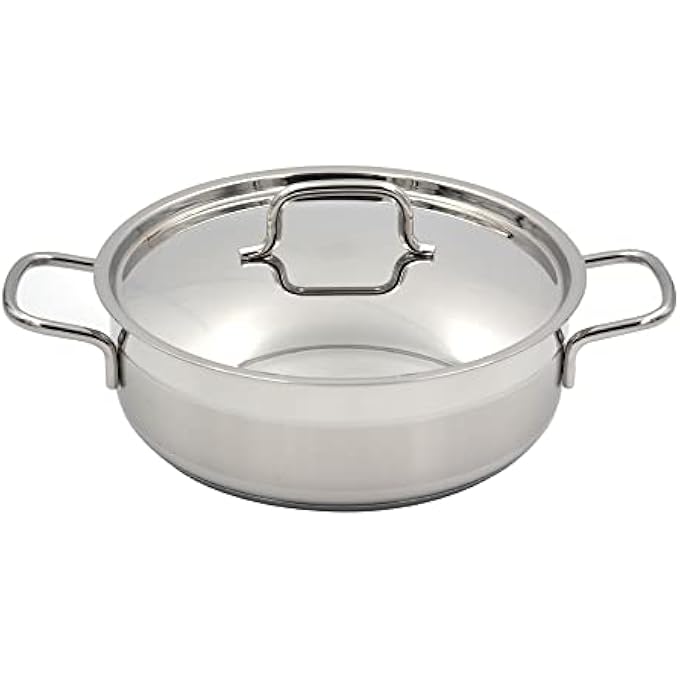 كوركماز طاجن ألفا لو مع غطاء 26x8 سم 42 لتر ثلاثي القاع من الفولاذ المقاوم للصدأ، قاع حثي، متوافق مع وعاء فضة Ka1024 - Image 1
