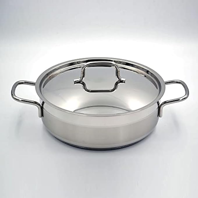 كوركماز طاجن ألفا لو مع غطاء 26x8 سم 42 لتر ثلاثي القاع من الفولاذ المقاوم للصدأ، قاع حثي، متوافق مع وعاء فضة Ka1024 - Image 5